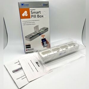 Zewa MedWell Smart Pill Box 4 Compartment Electronic Medication Organizer In Box